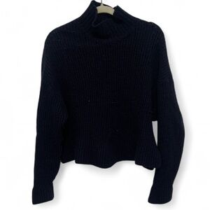 Spiritual Gangster Dark Blue Turtleneck Alpaca Blend Sweater